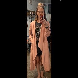 Dusty Rose Pink Blush Waterfall Duster Jacket